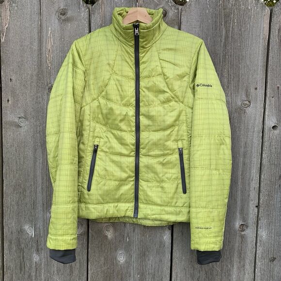 COLUMBIA Jacket Womens Sz Medium Bright Yellow Quilted Core Interchange - Picture 2 of 16